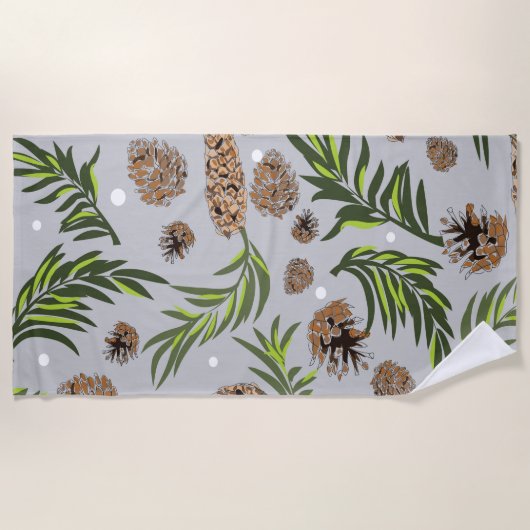 Serviette De Plage Motif de Noël, Pine Snow 10 (Devant)