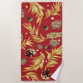 Serviette De Plage Motif de Noël, Pine Snow 3 (Devant)
