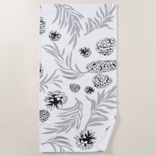 Serviette De Plage Motif de Noël, Pine Snow 7 (Devant)