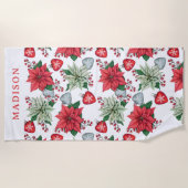 Serviette De Plage Motif de Noël Poinsettia (Devant)