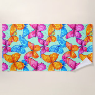 Serviette De Plage Motif de papillons colorés