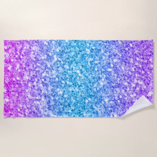 Serviette De Plage Motif de Parties scintillant en verre rose et bleu (Devant)