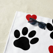 Serviette De Plage Motif De Pâtes, Pâtes Noires, Coeurs Rouges, Votre (En situation)