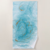 Serviette De Plage Motif de peinture et de Parties scintillant turquo (Devant)