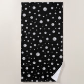 Serviette De Plage Motif de perle sur fond noir (Devant)