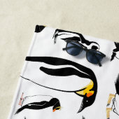 Serviette De Plage Motif de pingouin noir et blanc (En situation)