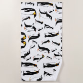Serviette De Plage Motif de pingouin noir et blanc (Devant)