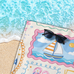 Serviette De Plage Motif de plage estivale Cute Beach