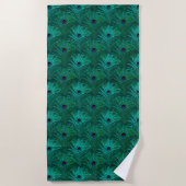 Serviette De Plage Motif de plumes de paon sarcelle (Devant)