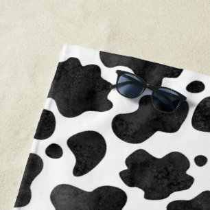 Serviette De Plage Motif de points de vache Poster de animal noir et