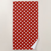 Serviette De Plage Motif de points Polka rouge et blanc (Devant)