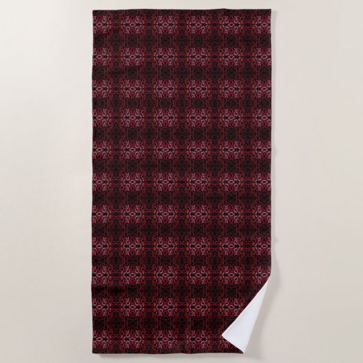 Serviette De Plage Motif de points roses et rouges et de gribouillis  (Devant)