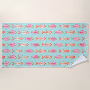 Serviette De Plage Motif de poissons colorés de l'été côtier