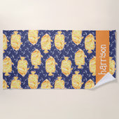 Serviette De Plage Motif de poissons tropicaux colorés Personnalisé (Devant)