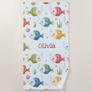 Serviette De Plage Motif de poissons tropicaux ludiques