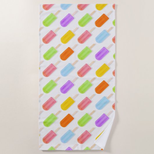 Serviette De Plage Motif de Popsicles arc-en-ciel d'été (Devant)