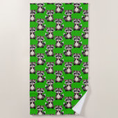 Serviette De Plage Motif de Raton Laveur Vert (Devant)