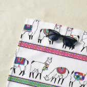 Serviette De Plage Motif de rayure de lama (En situation)