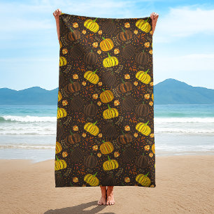 Serviette De Plage Motif de récolte d'automne de citrouilles