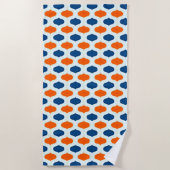 Serviette De Plage Motif de renouveau bleu et orange (Devant)