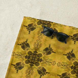 Serviette De Plage Motif de répétition de dessin de ligne tribal goth