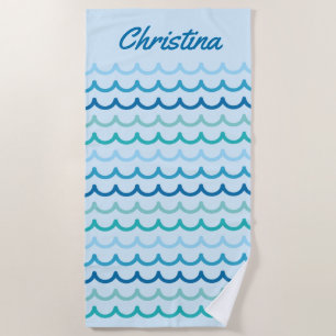 Serviette De Plage Motif de ressacs abstrait