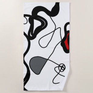 Serviette De Plage Motif de rétention : Abstrait noir, blanc, gris et