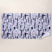 Serviette De Plage Motif de rose de bleu de soin de beauté (Devant)