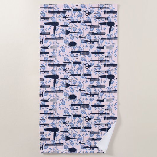 Serviette De Plage Motif de rose de bleu de soin de beauté (Devant)