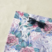 Serviette De Plage Motif de rose de rose et de bleu (En situation)