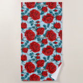 Serviette De Plage Motif de roses rouges (Devant)
