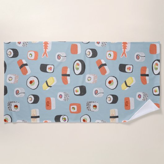 Serviette De Plage Motif de rouleaux Sushi Nigiri Maki (Devant)