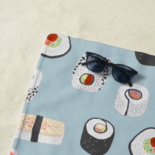 Serviette De Plage Motif de rouleaux Sushi Nigiri Maki (En situation)