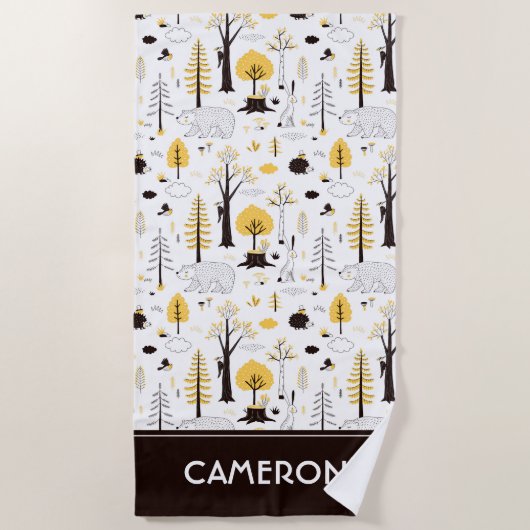Serviette De Plage Motif de scène de Golden Woods (Devant)