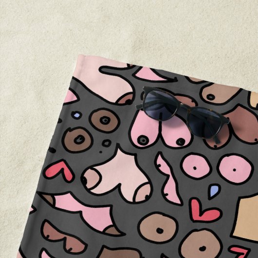 Serviette De Plage Motif de sein neutre de nom (En situation)