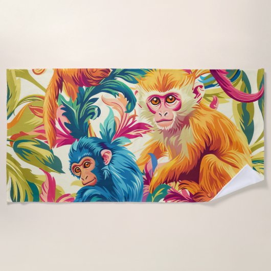 Serviette De Plage Motif de singe Rococo (Devant)