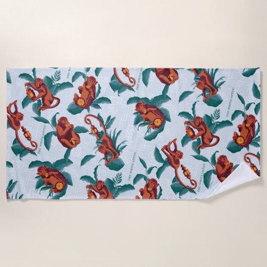 Serviette De Plage Motif de singes joueurs du Lotus Blanc (Devant)