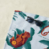Serviette De Plage Motif de singes joueurs du Lotus Blanc (En situation)