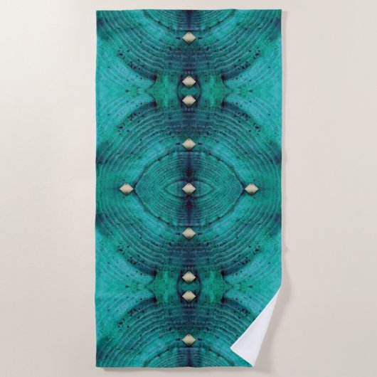 Serviette De Plage Motif de sol à studs en bleus aqua (Devant)