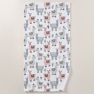 Serviette De Plage Motif de sourire de lamas