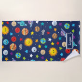 Serviette De Plage Motif de système solaire pour enfants (Devant)