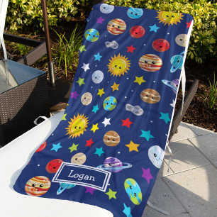 Serviette De Plage Motif de système solaire pour enfants