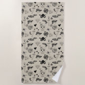 Serviette De Plage Motif de tatouage à main noir et beige (Devant)