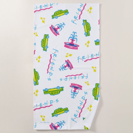 Serviette De Plage Motif de taxi et de fontaine d'eau pour AMIS™ (Devant)