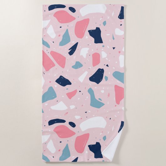 Serviette De Plage Motif de Terrazzo rose (Devant)