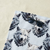 Serviette De Plage Motif de tête de loup blanc - Blanc (En situation)