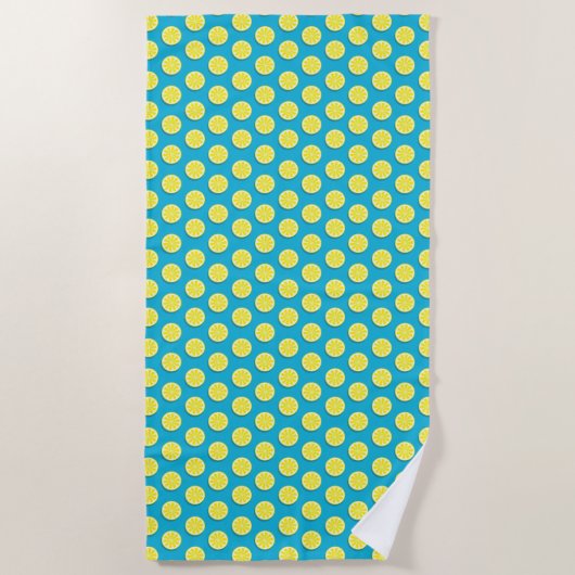 Serviette De Plage Motif de tranche de citron bleu (Devant)