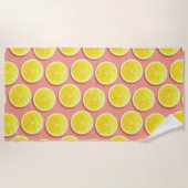 Serviette De Plage Motif de tranches de citron d'été (Devant)