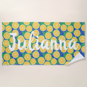 Serviette De Plage Motif de tranches de citron simple personnalisé bo