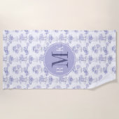 Serviette De Plage Motif de vagues et de bateaux d'aquarelle (Devant)